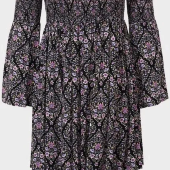 Torrid Challis Off-Shoulder Skater Dress Women’s Size 2 (634) - Picture 3 of 9